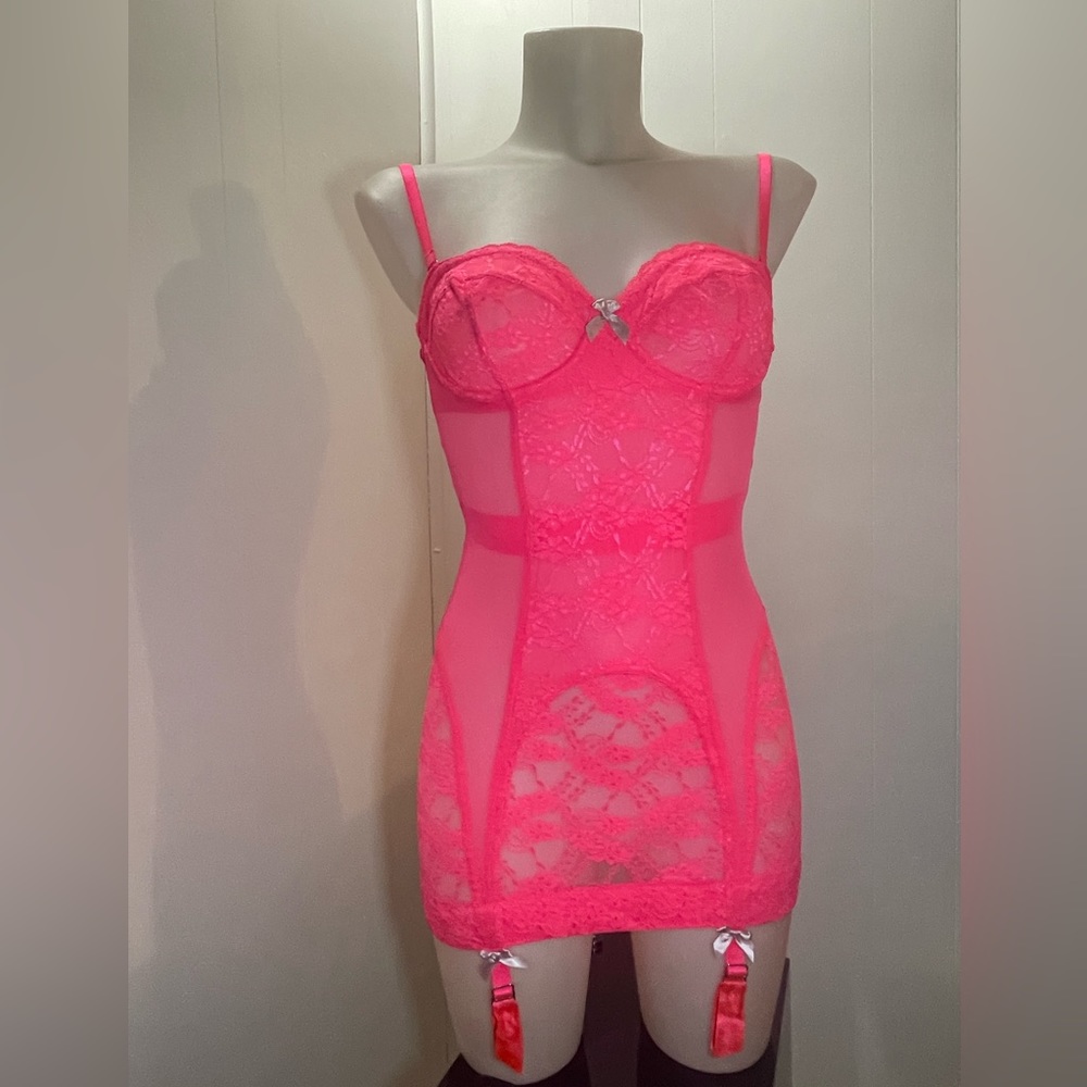 Neon Pink Very Sexy Victoria’s Secret Gartered Slipdress